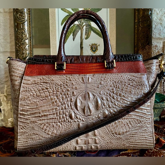 ☆ RARE ☆ OSPREY TRI-TEXTURE🌳ANNA BRAHMIN XL SATCHEL - Picture 3 of 15